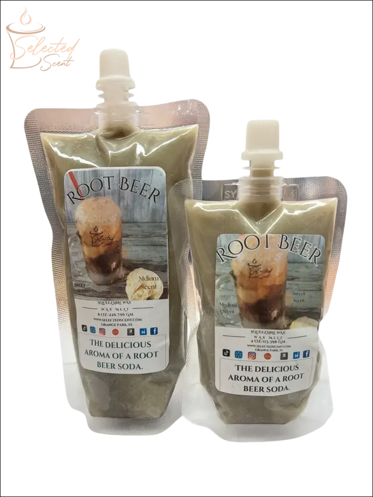 Selected Scent root beer wax melt pouches with the delicious aroma of root beer soda