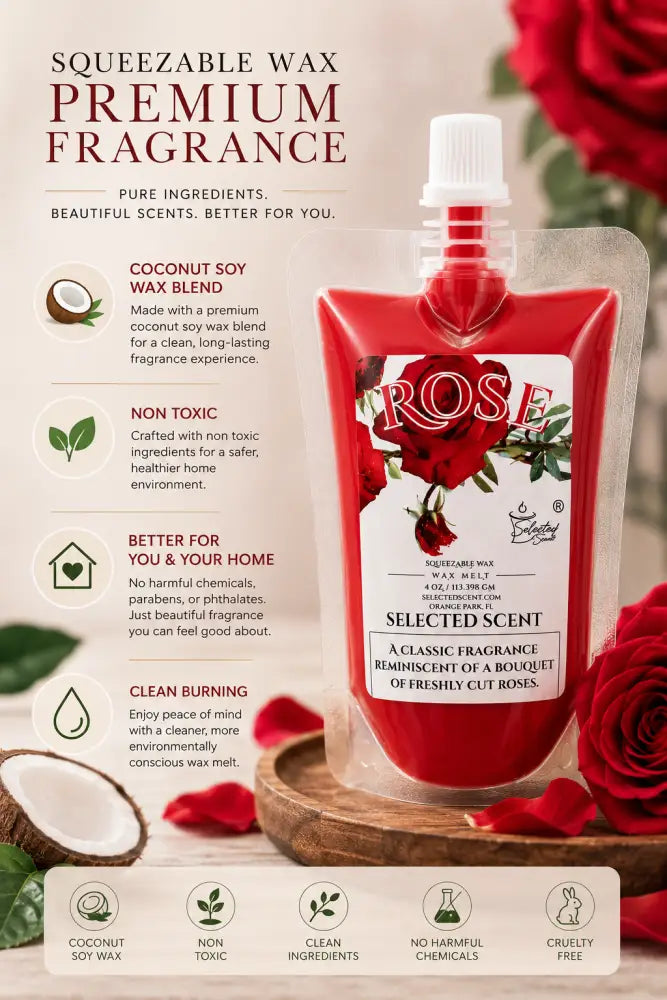 Rose squeezable wax melt long-lasting natural melts