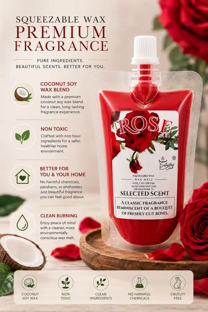 Rose squeezable wax melt long-lasting natural melts
