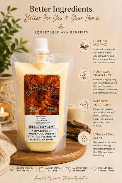 Sandalwood squeezable wax melt all natural melts for home
