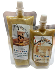 Selected Scent coffee scented wax melt in squeezable pouches with frappuccino design and creamy vanilla blend