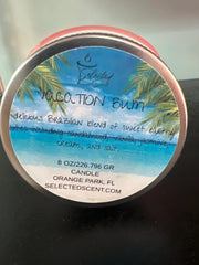 Selected Scent Vacation Bum candle with Chilling On The Beach scent and tropical beach label
