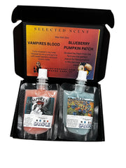 Selected Scent Long Lasting Fragrance Set with Vampires Blood and Blueberry Pumpkin Patch scents in sample pouches