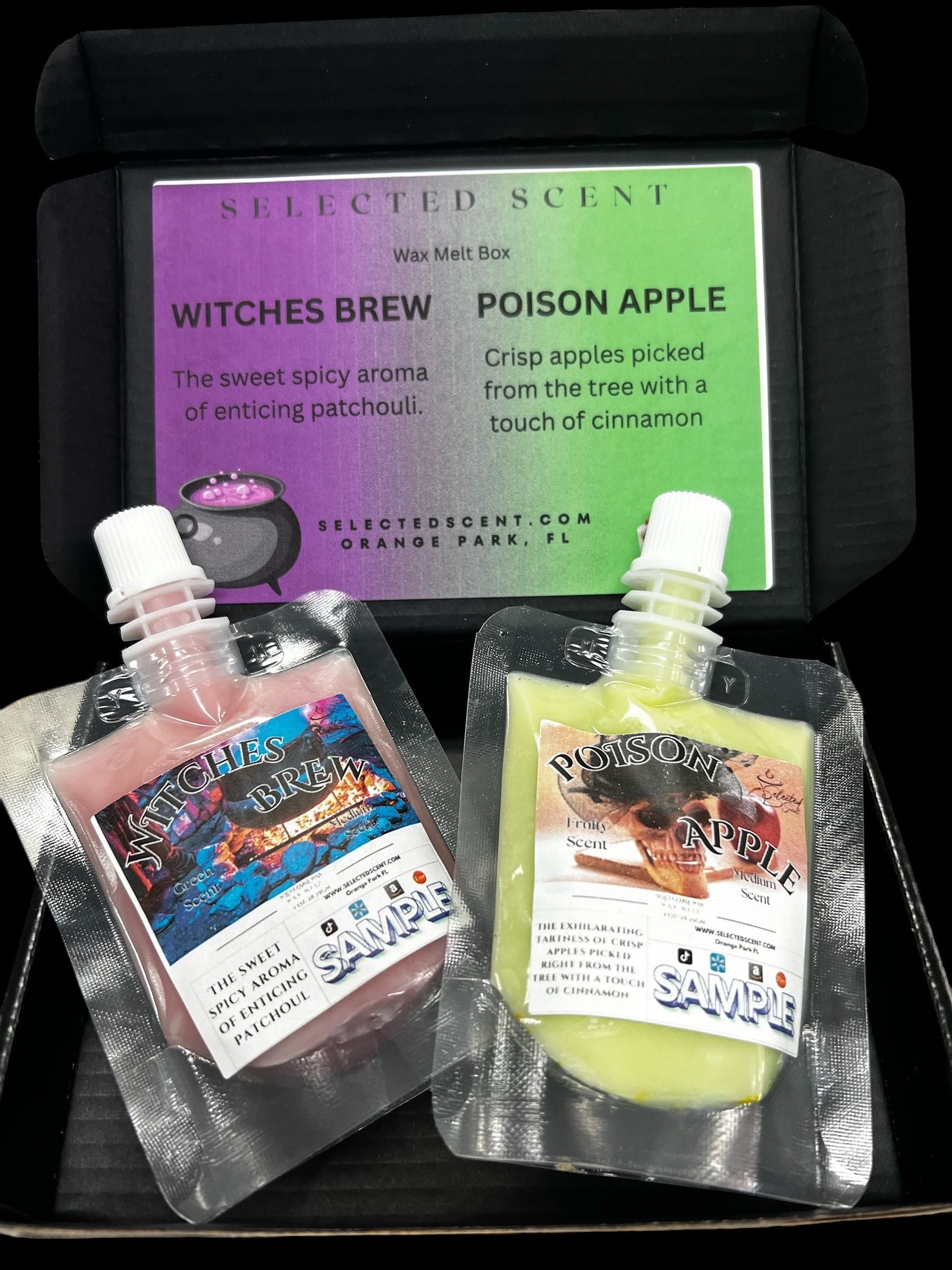Long lasting fragrance set by Selected Scent with Witches Brew and Poison Apple wax melts