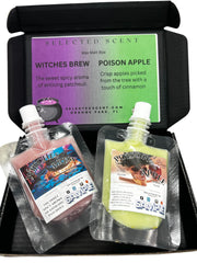 Selected Scent long lasting fragrance set with Witches Brew and Poison Apple wax melts in a black box