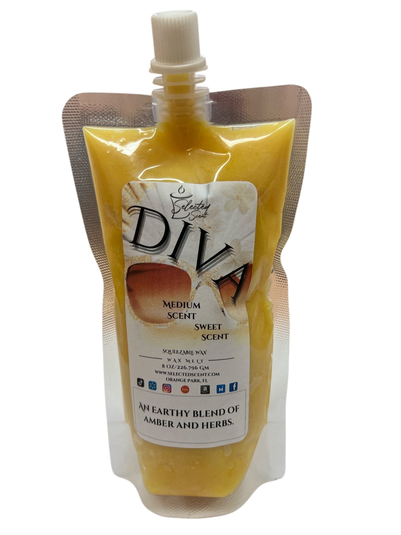 Selected Scent Diva medium sweet scent refill pouch with long lasting home fragrance blend of amber and herbs