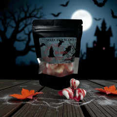 Selected Scent unique spooky wax melts shaped like vampire teeth with blood drip design