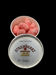 Selected Scent strawberry shortcake wax melts for fragrance in a white round container