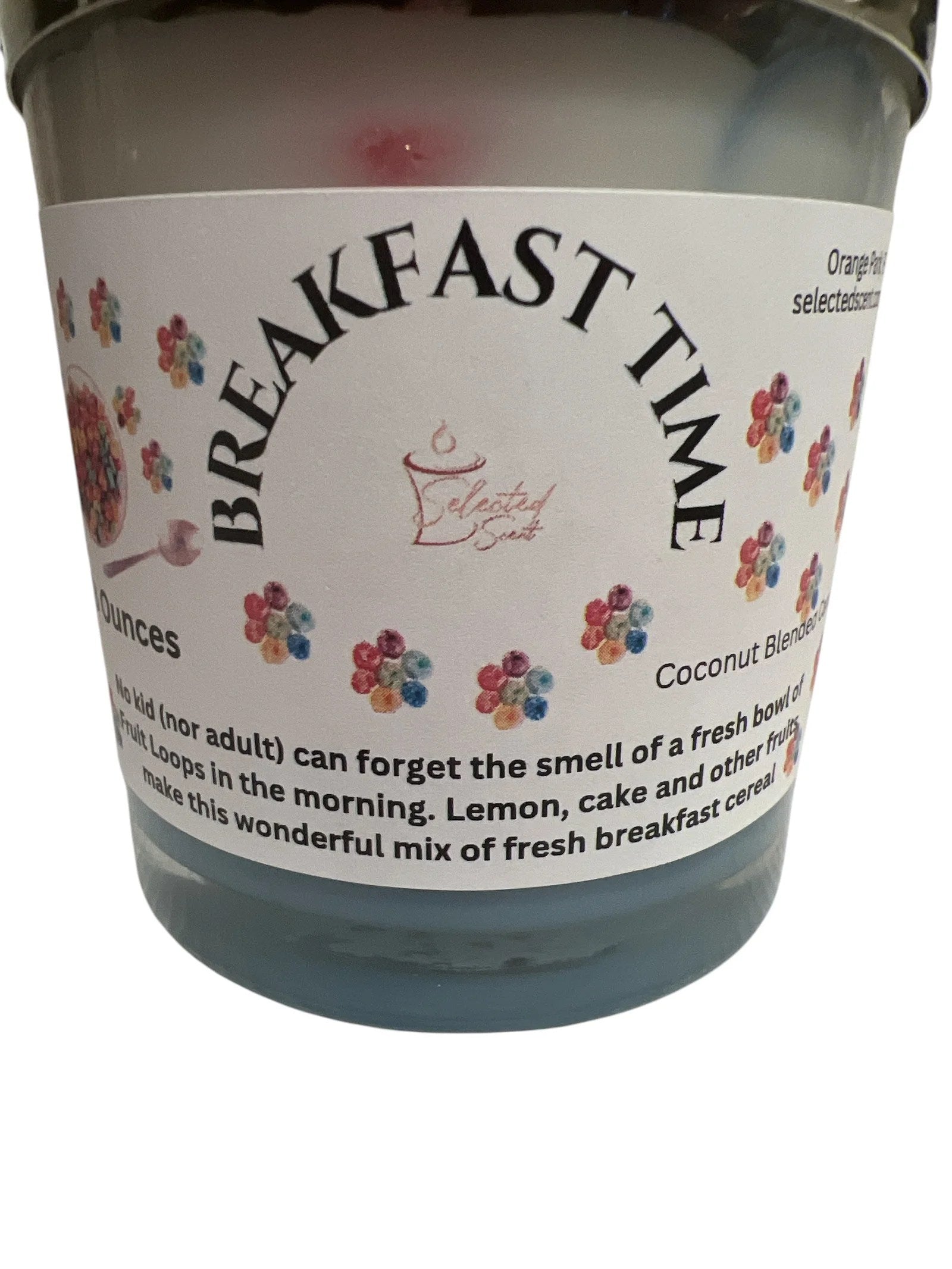 Selected Scent all natural breakfast candle with fresh breakfast cereal and coconut blend scent in decorative jar