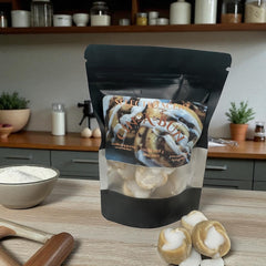 Selected Scent long lasting bakery scented wax melt in cinnamon roll shape package on kitchen counter