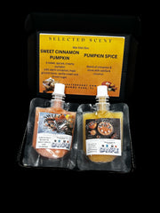 Selected Scent Long Lasting Fragrance Set with Sweet Cinnamon Pumpkin and Pumpkin Spice scents in wax melt pouches