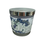 Selected Scent Jasmine Lavender Duo Scented Aromatherapy candle with floral design and silver lid
