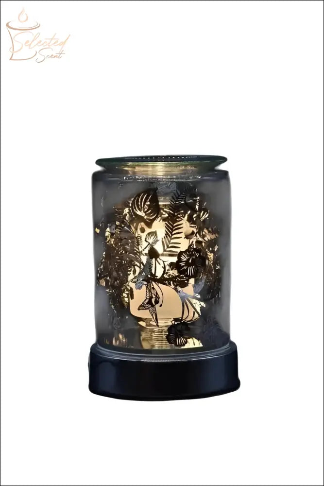 Selected Scent Electric Decorative Warmer with intricate leaf and floral cutout design on black base