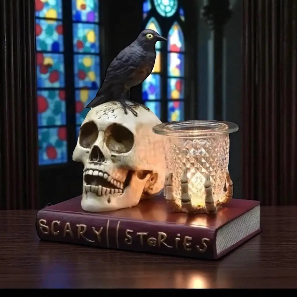 Skull and the raven wax oil warmer electric decorative