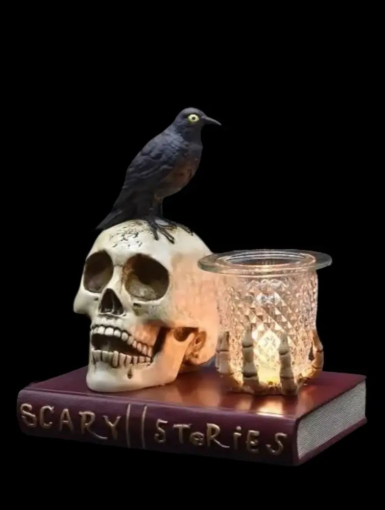 Skull and the raven wax oil warmer electric decorative