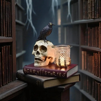 Skull and the raven wax oil warmer electric decorative