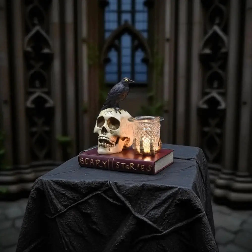 Skull and the raven wax oil warmer electric decorative
