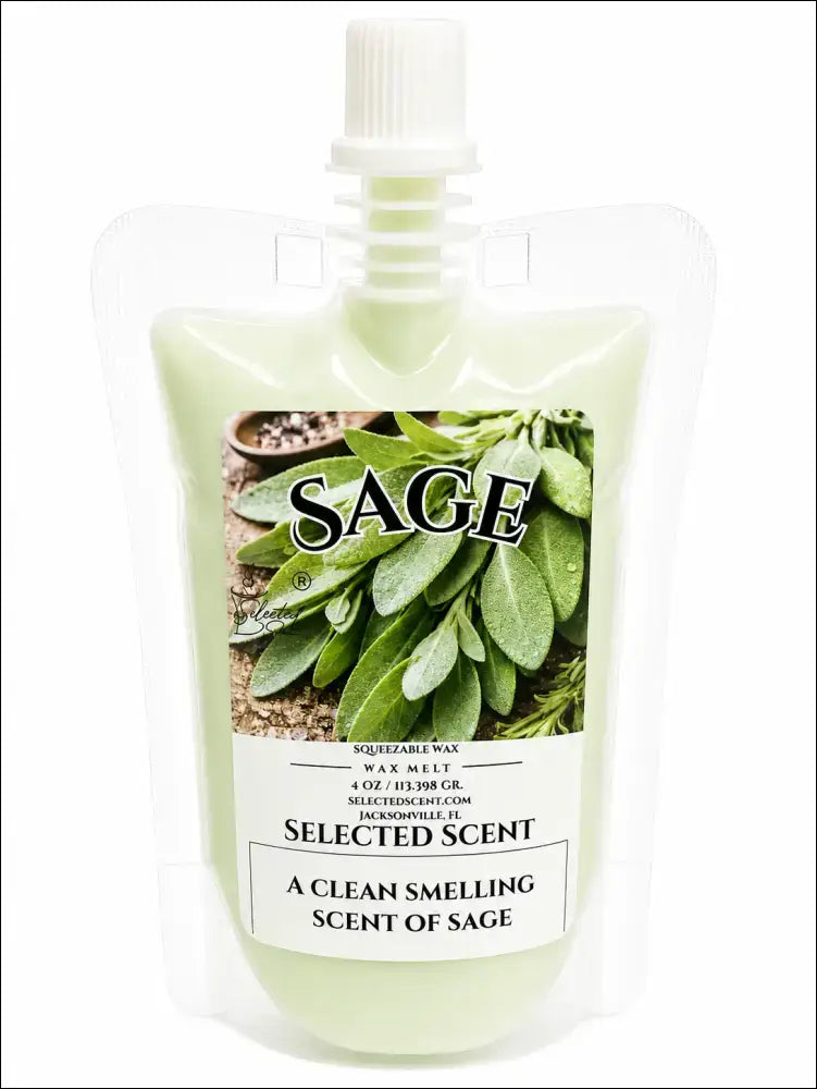 Squeezable all-natural long-lasting wax melts for home fragrance warmers - sage / 4 ounces