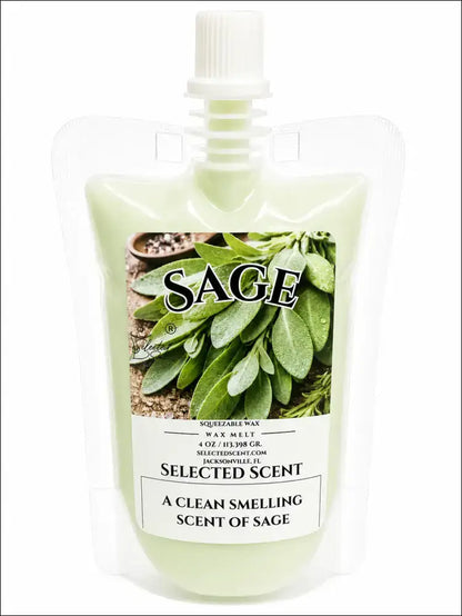 Squeezable all-natural long-lasting wax melts for home fragrance warmers - sage / 4 ounces
