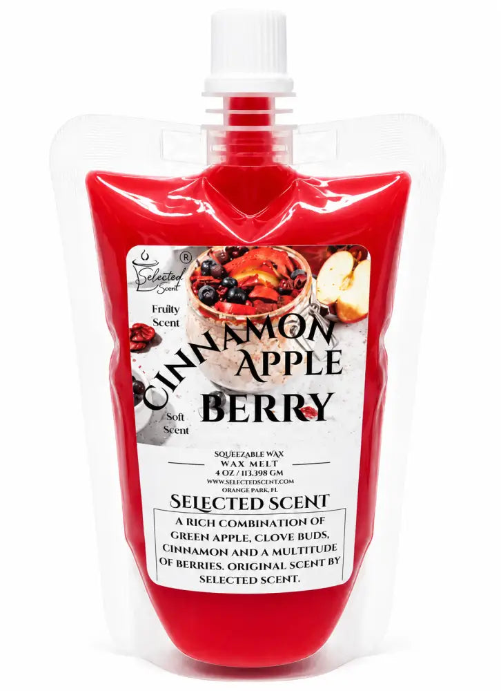 Squeezable all-natural long-lasting wax melts for home fragrance warmers - cinnamon apple berry / 4 ounces