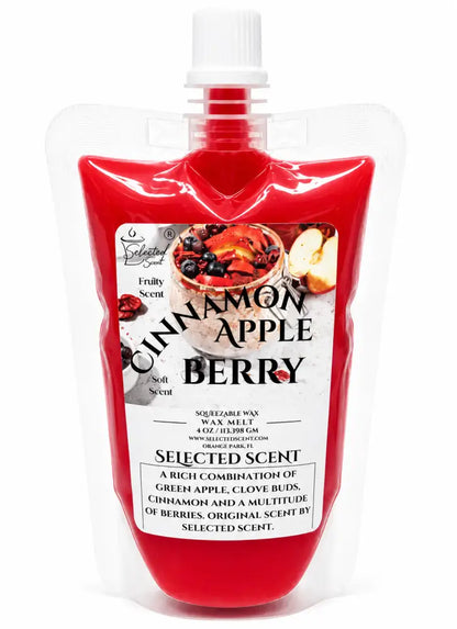 Squeezable all-natural long-lasting wax melts for home fragrance warmers - cinnamon apple berry / 4 ounces