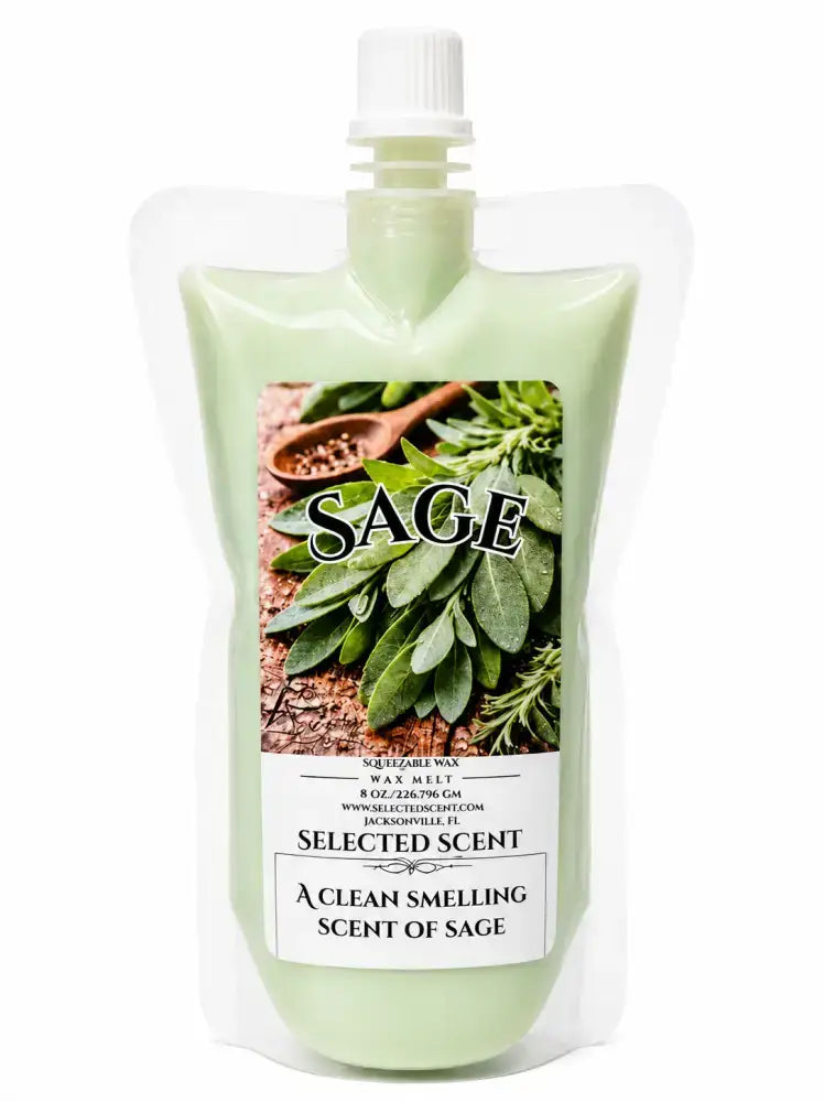 Squeezable all-natural long-lasting wax melts for home fragrance warmers - sage / 8 ounces