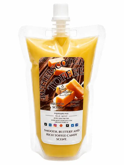 Squeezable all-natural long-lasting wax melts for home fragrance warmers - butterscotch toffee / 8 ounces