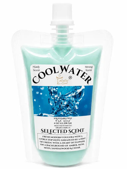 Squeezable all-natural long-lasting wax melts for home fragrance warmers - cool water / 4 ounces