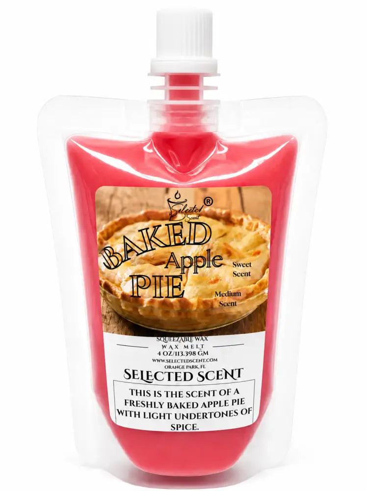 Squeezable all-natural long-lasting wax melts for home fragrance warmers - baked apple pie / 4 ounces