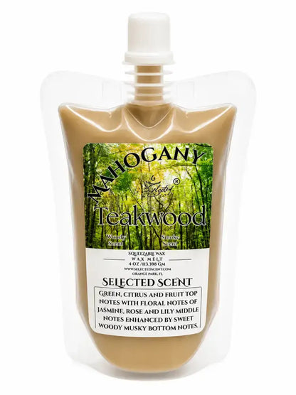 Squeezable all-natural long-lasting wax melts for home fragrance warmers - mahogany teakwood / 4 ounces