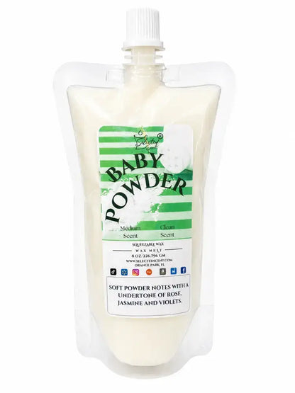 Squeezable all-natural long-lasting wax melts for home fragrance warmers - baby powder / 8 ounces