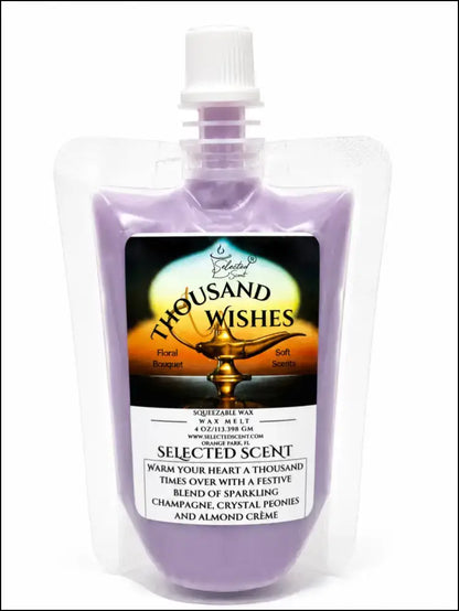 Squeezable all-natural long-lasting wax melts for home fragrance warmers - a thousand wishes / 4 ounces