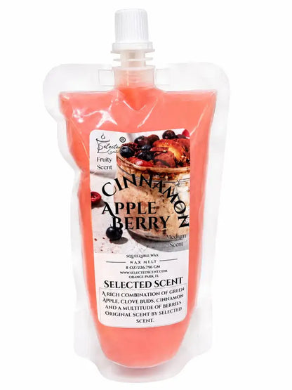 Squeezable all-natural long-lasting wax melts for home fragrance warmers - cinnamon apple berry / 8 ounces