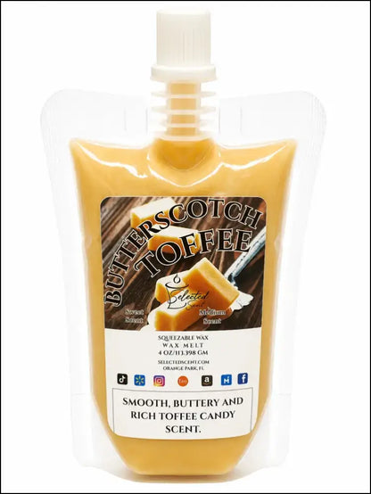 Squeezable all-natural long-lasting wax melts for home fragrance warmers - butterscotch toffee / 4 ounces