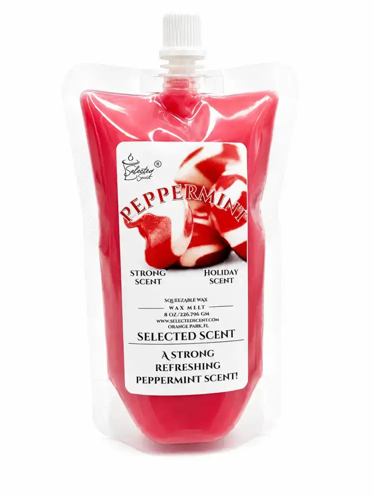 Squeezable all-natural long-lasting wax melts for home fragrance warmers - peppermint / 8 ounces