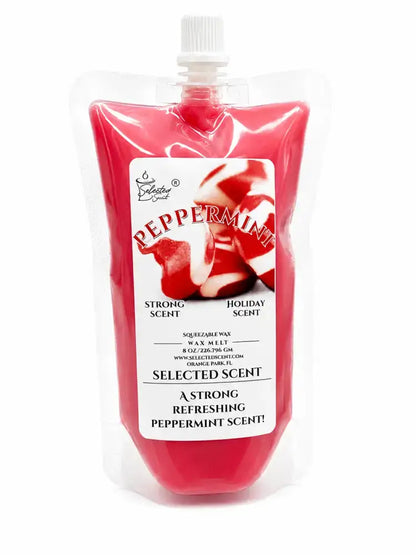 Squeezable all-natural long-lasting wax melts for home fragrance warmers - peppermint / 8 ounces
