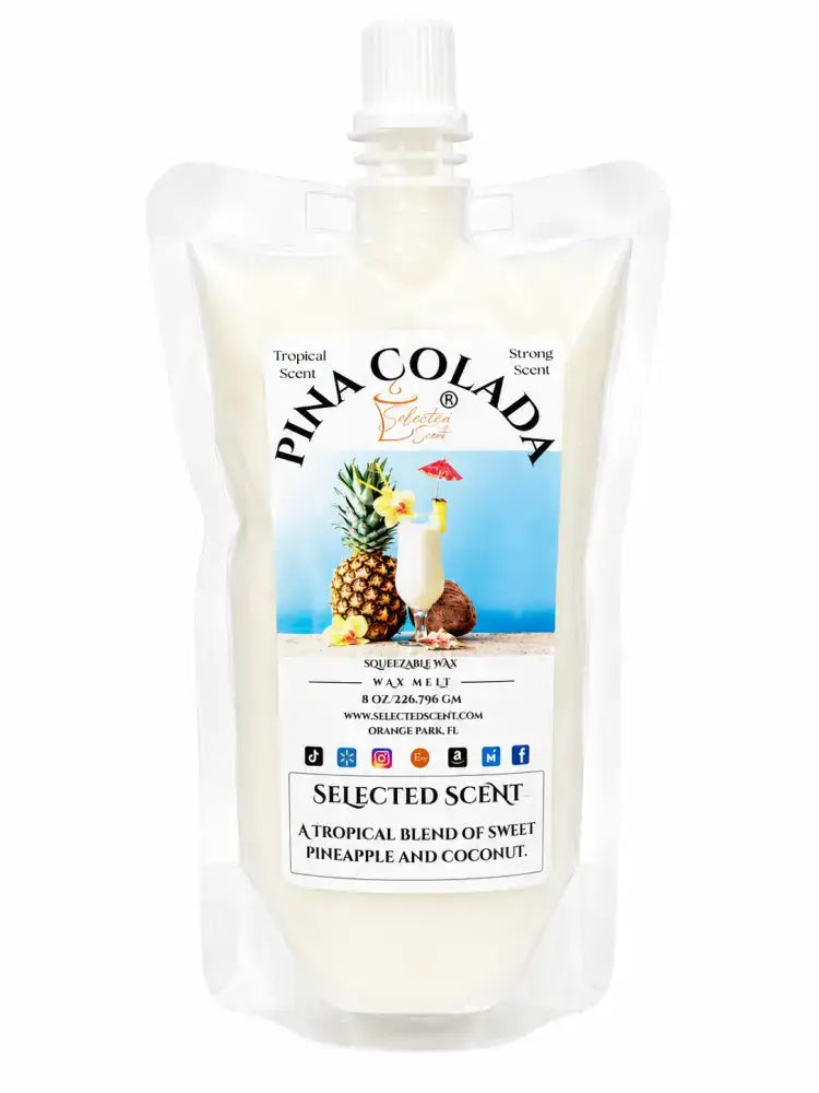 Squeezable all-natural long-lasting wax melts for home fragrance warmers - pina colada / 8 ounces