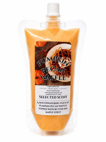 Squeezable all-natural long-lasting wax melts for home fragrance warmers - pumpkin pecan waffles / 8 ounces