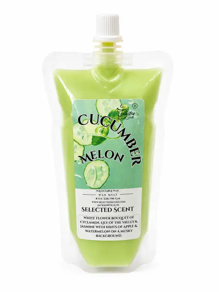 Squeezable all-natural long-lasting wax melts for home fragrance warmers - cucumber melon / 8 ounces