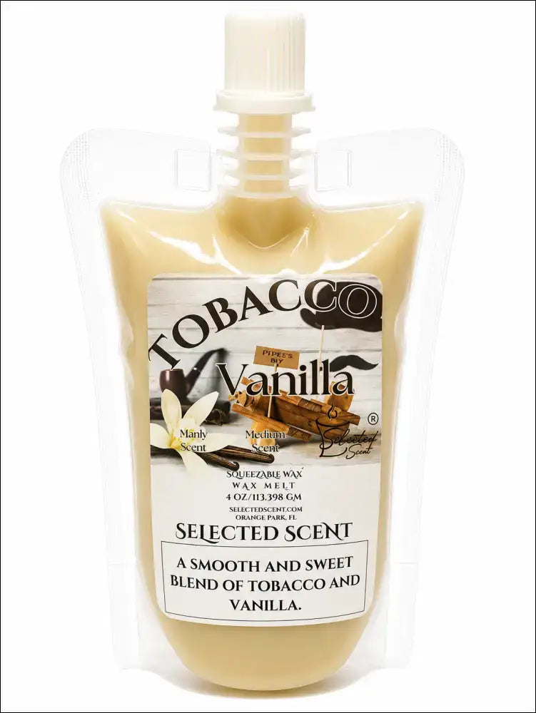 Squeezable all-natural long-lasting wax melts for home fragrance warmers - tobac vanilla / 4 ounces