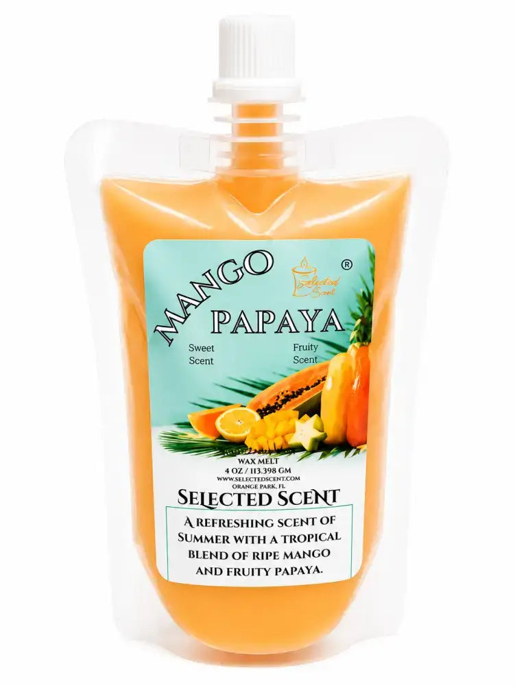 Squeezable all-natural long-lasting wax melts for home fragrance warmers - mango papaya / 4 ounces