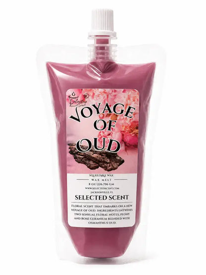 Squeezable all-natural long-lasting wax melts for home fragrance warmers - voyage of oud / 8 ounces