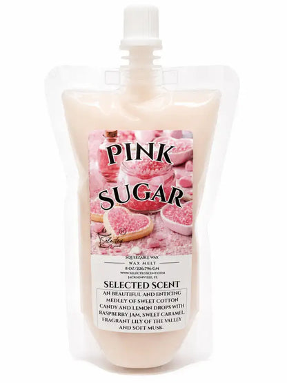 Squeezable all-natural long-lasting wax melts for home fragrance warmers - pink sugar / 8 ounces
