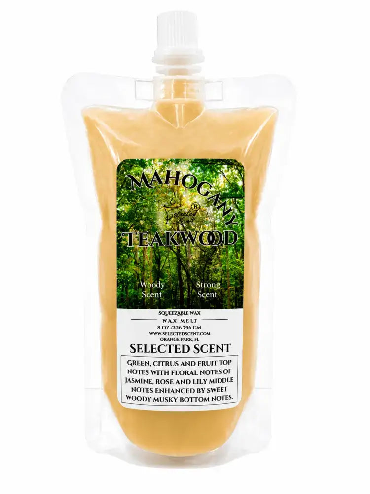 Squeezable all-natural long-lasting wax melts for home fragrance warmers - mahogany teakwood / 8 ounces