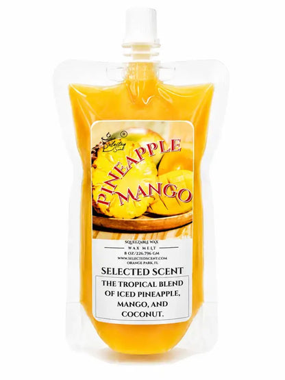 Squeezable all-natural long-lasting wax melts for home fragrance warmers - pineapple mango / 8 ounces