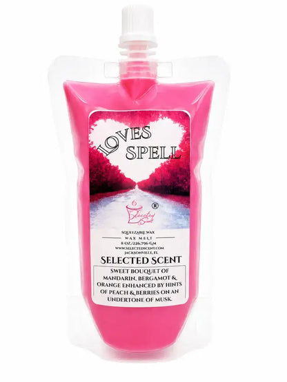 Squeezable all-natural long-lasting wax melts for home fragrance warmers - love spell / 8 ounces