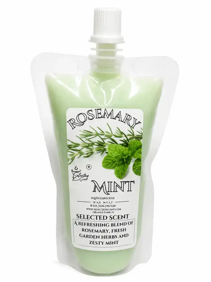 Squeezable all-natural long-lasting wax melts for home fragrance warmers - rosemary mint / 8 ounces