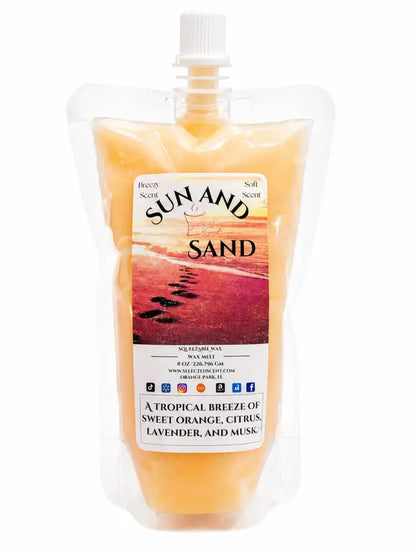 Squeezable all-natural long-lasting wax melts for home fragrance warmers - sun and sand / 8 ounces