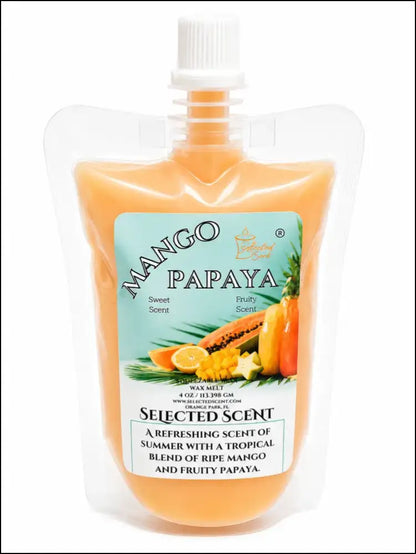Squeezable all-natural long-lasting wax melts for home fragrance warmers - mango papaya / 4 ounces
