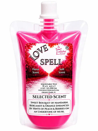 Squeezable all-natural long-lasting wax melts for home fragrance warmers - love spell / 4 ounces